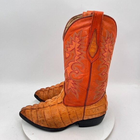 El Compadre Men Size Mexico 27.5 US 9 Brown Pull On Western Cowboy Boot - Picture 1 of 14
